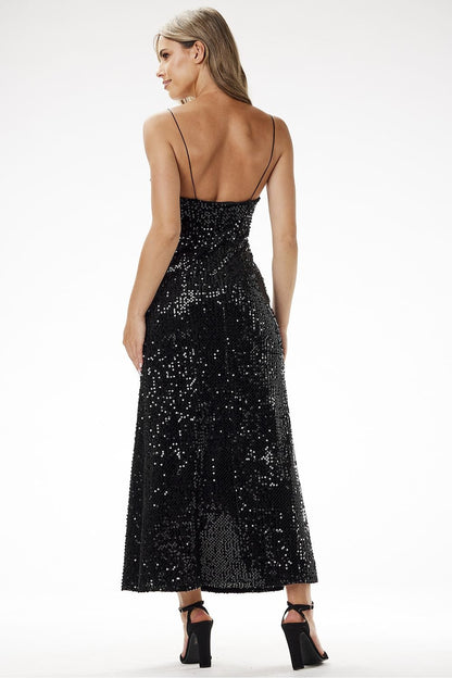 Sequin Strappy Long Maxi Occasion Dress | Awama