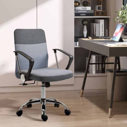 Office Chair gaming chair Linen Fabric Swivel Computer Desk Chair Home Study Adjustable Chair with Wheels, Grey - ScentiMelti Home Fragrance, Beauty & Gifts UK