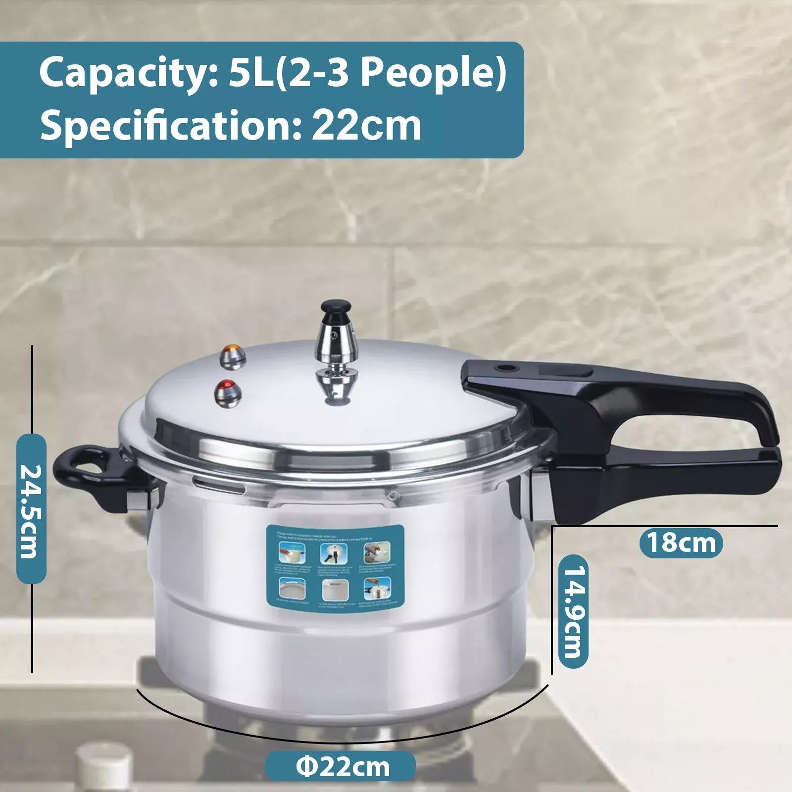 5 Litre / 7 Litre Aluminum Pressure Cooker | Kitchen Cookware Steamer Durable UK - ScentiMelti Home Fragrance, Beauty & Gifts UK