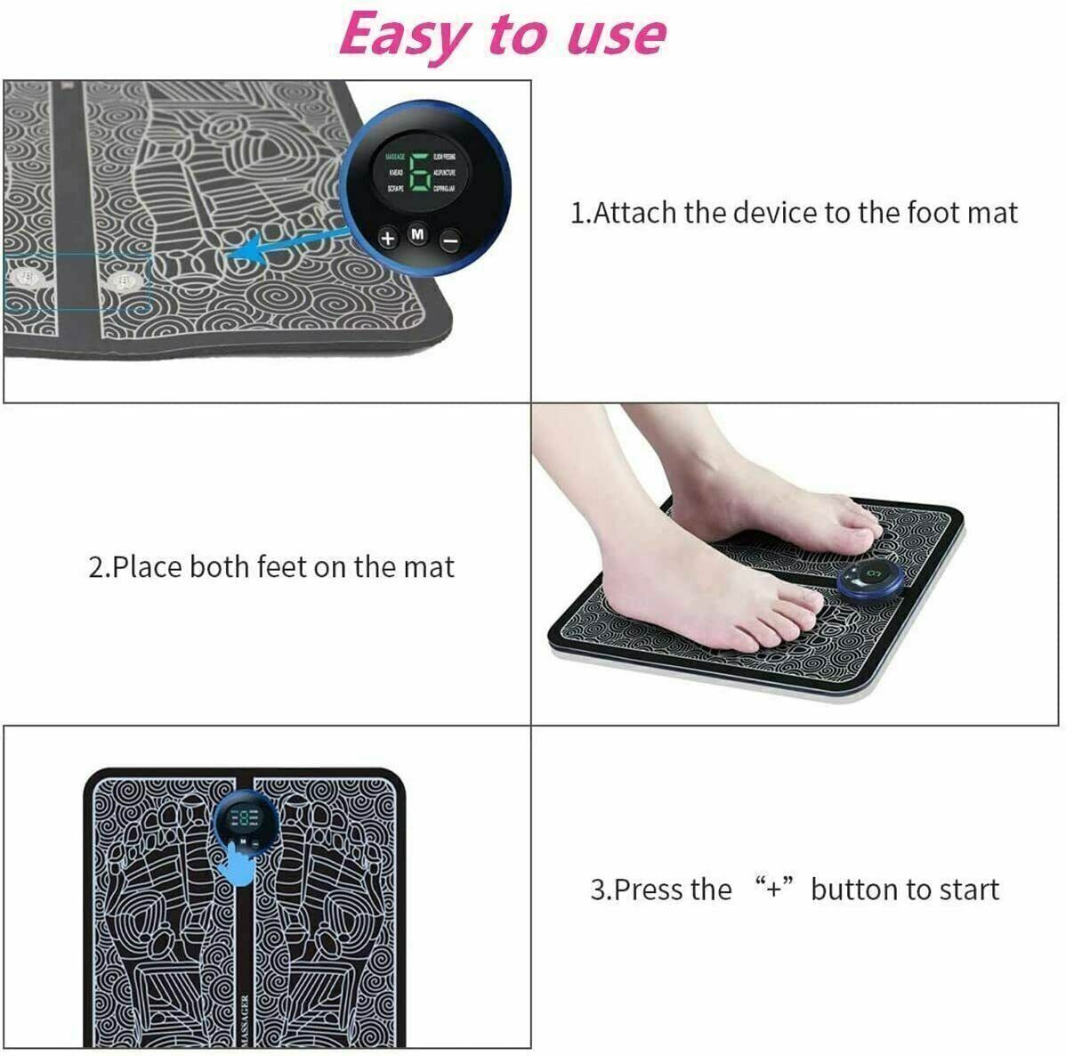 EMS Foot Massager Mat Electric Pad Blood Muscle Circulation Relief Pain LED USB - ScentiMelti  EMS Foot Massager Mat Electric Pad Blood Muscle Circulation Relief Pain LED USB