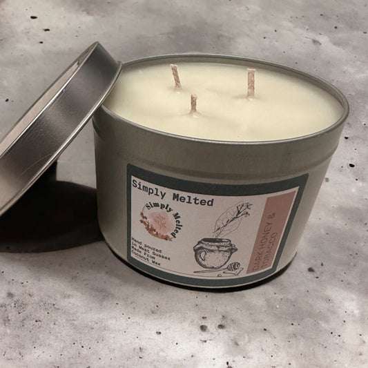 Dark Honey & Tobacco Three Wick Candle Tin - ScentiMelti Home Fragrance, Beauty & Gifts UK