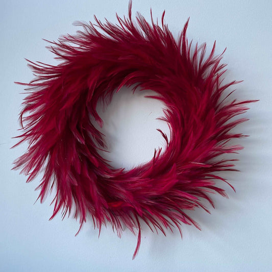 Deep Burgundy Feather Wreath