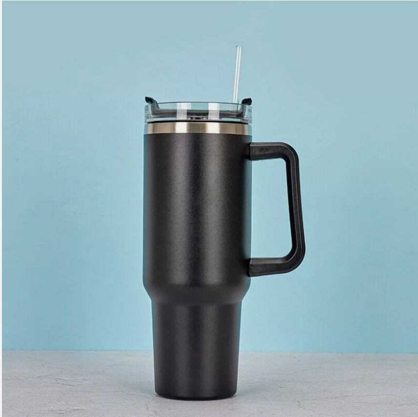 Stainless Steel Water Tumbler 40 Oz Cup Handle Straw Insulated Bottle Dupe Mug - ScentiMelti  Stainless Steel Water Tumbler 40 Oz Cup Handle Straw Insulated Bottle Dupe Mug