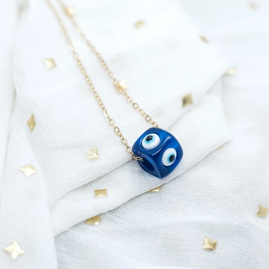 Evil Eye Dice Square Bead Minimalist Adjustable Pendant Protection Necklace - ScentiMelti Home Fragrance, Beauty & Gifts UK