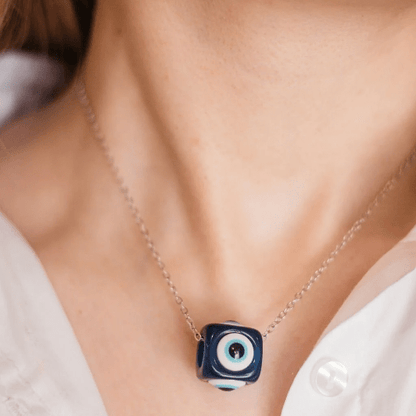 Evil Eye Dice Square Bead Minimalist Adjustable Pendant Protection Necklace - ScentiMelti Home Fragrance, Beauty & Gifts UK