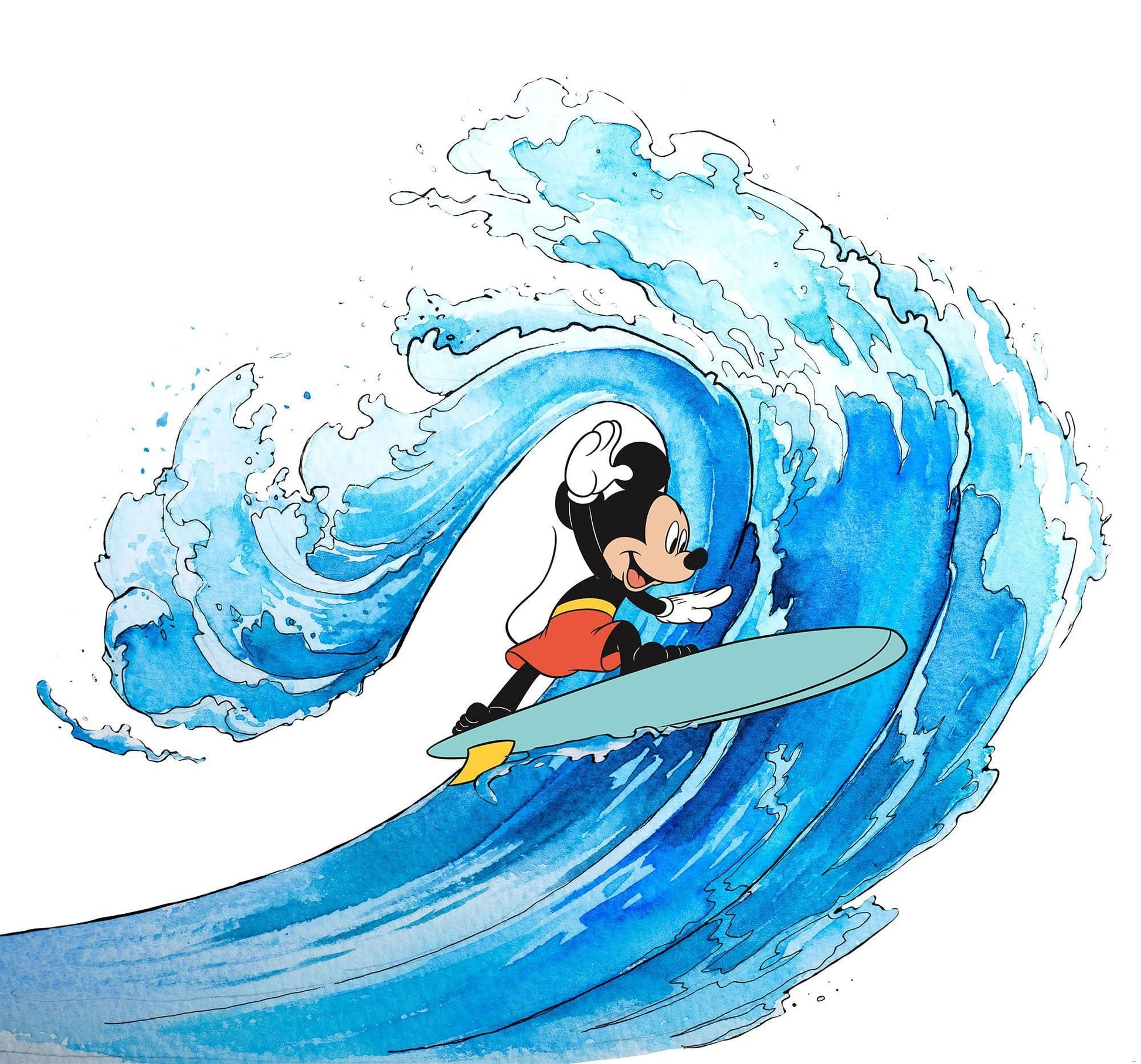 Disney Mickey Mouse Surfing Non-Woven Wallpaper Mural 300 cm x 280 cm | 118" x 110" - ScentiMelti Home Fragrance, Beauty & Gifts UK