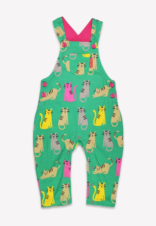 Organic Kitten Print Dungarees