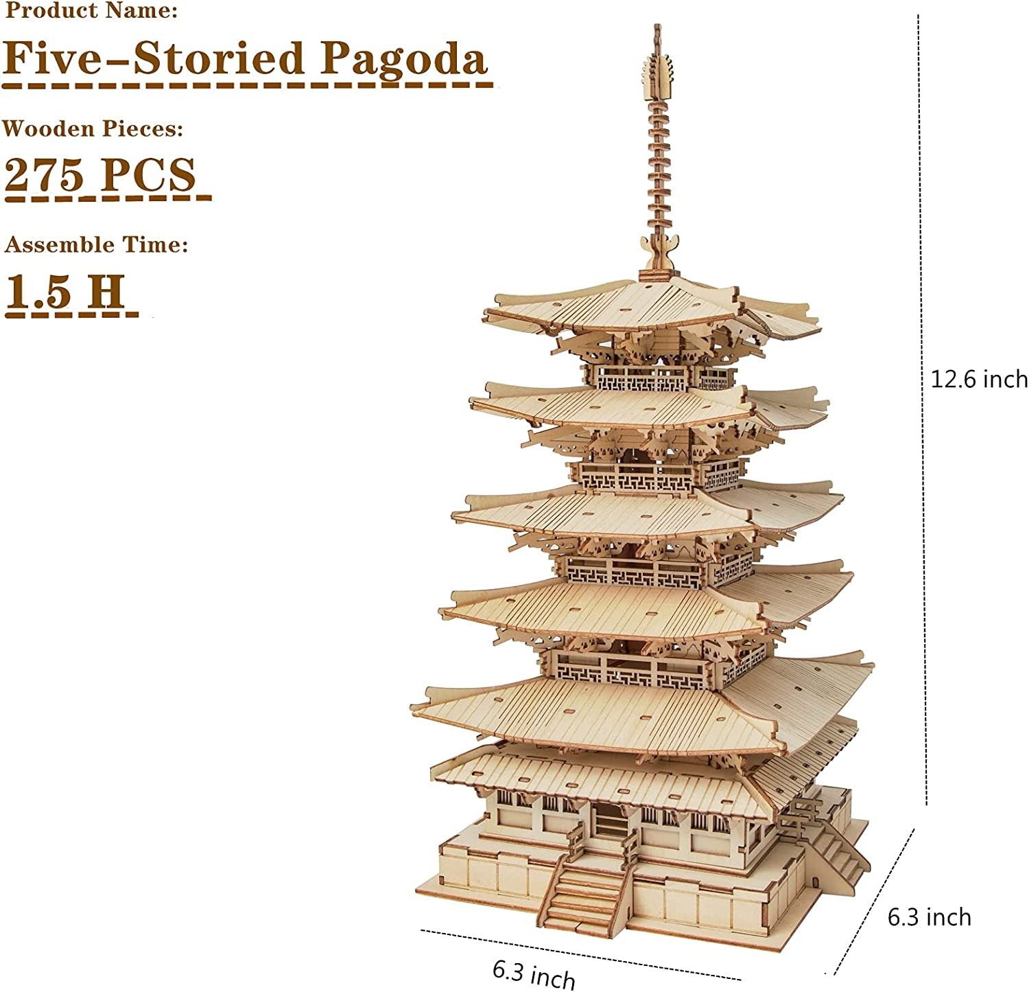 Robotime Five-storied Pagoda 3D Wooden Puzzle Toys For Children Kids Birthday Gift TGN02 - ScentiMelti Home Fragrance, Beauty & Gifts UK