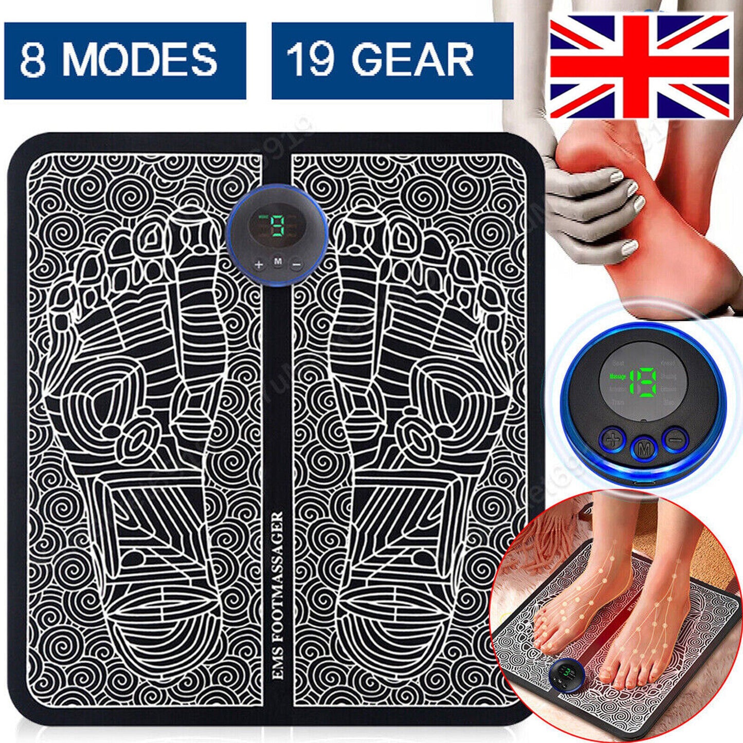 EMS Foot Massager Mat Electric Pad Blood Muscle Circulation Relief Pain LED USB - ScentiMelti  EMS Foot Massager Mat Electric Pad Blood Muscle Circulation Relief Pain LED USB