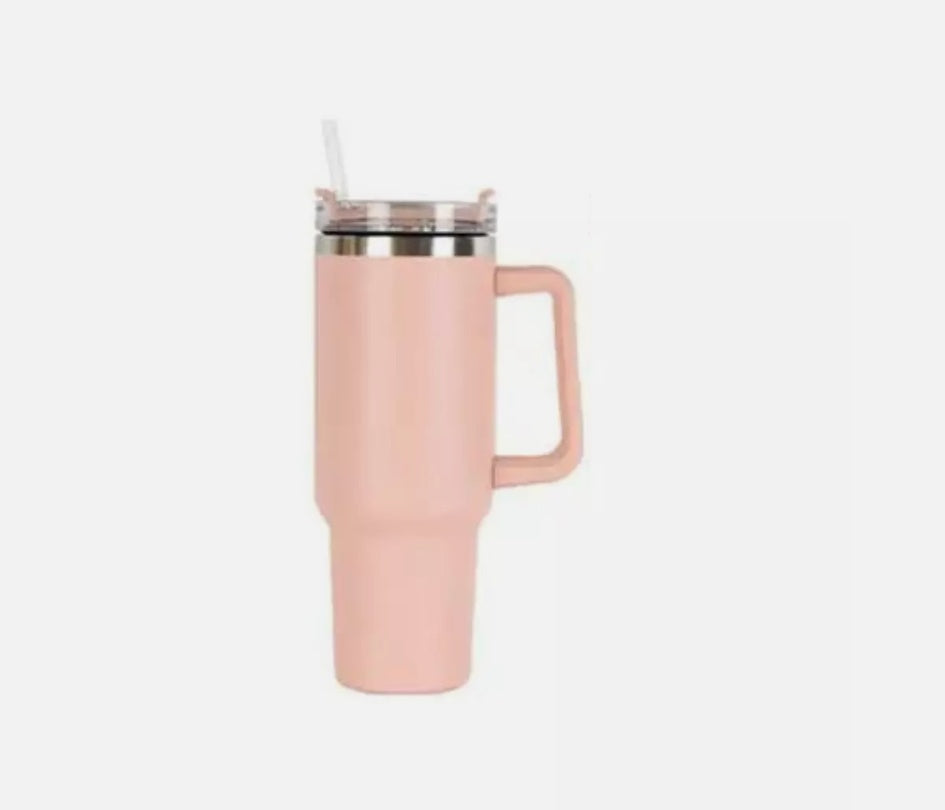 Stainless Steel Water Tumbler 40 Oz Cup Handle Straw Insulated Bottle Dupe Mug - ScentiMelti  Stainless Steel Water Tumbler 40 Oz Cup Handle Straw Insulated Bottle Dupe Mug