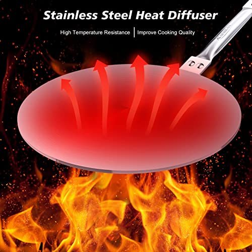 Heat Diffuser Simmer Ring Plate, Stainless Steel With Stainless Handle, Induction Adapter Plate For Gas Stove Glass Cooktop Converter, Flame Guard Induction Hob Pans, 7.5Inch & 8Inch & 9.25 Inch - ScentiMelti Home Fragrance, Beauty & Gifts UK