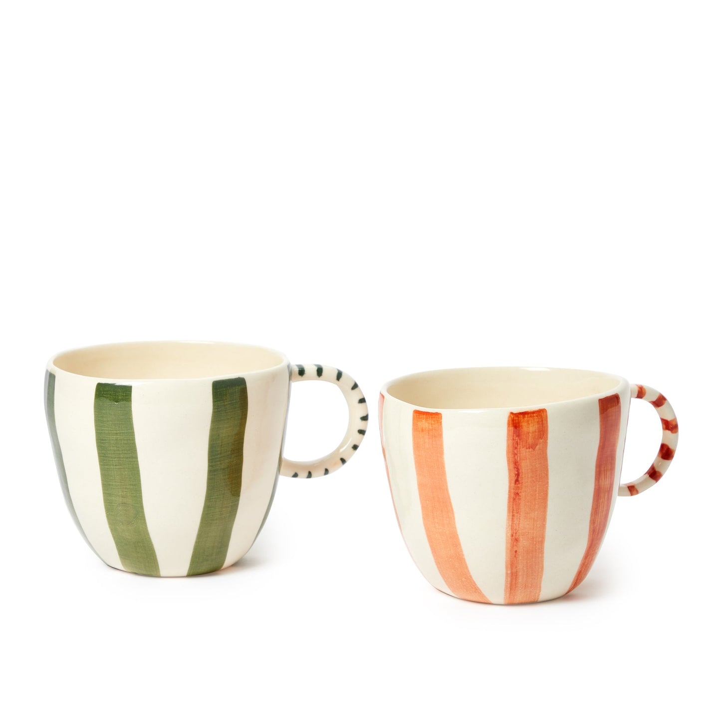 Striped Stoneware Mug Coral - ScentiMelti Home Fragrance, Beauty & Gifts UK