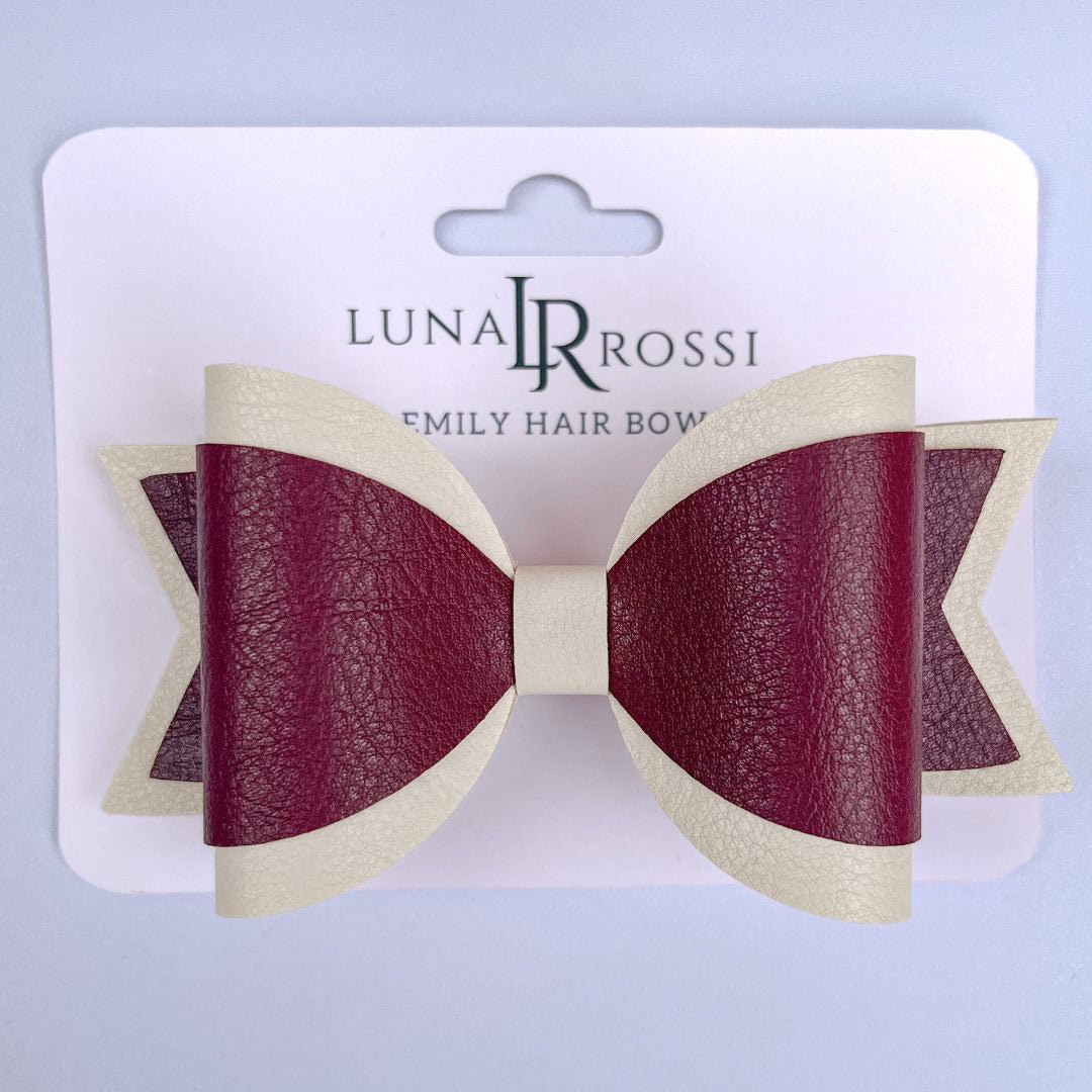 Emily Hair Bow - Cream & Burgundy Luna Rossi ScentiMelti Wax Melts