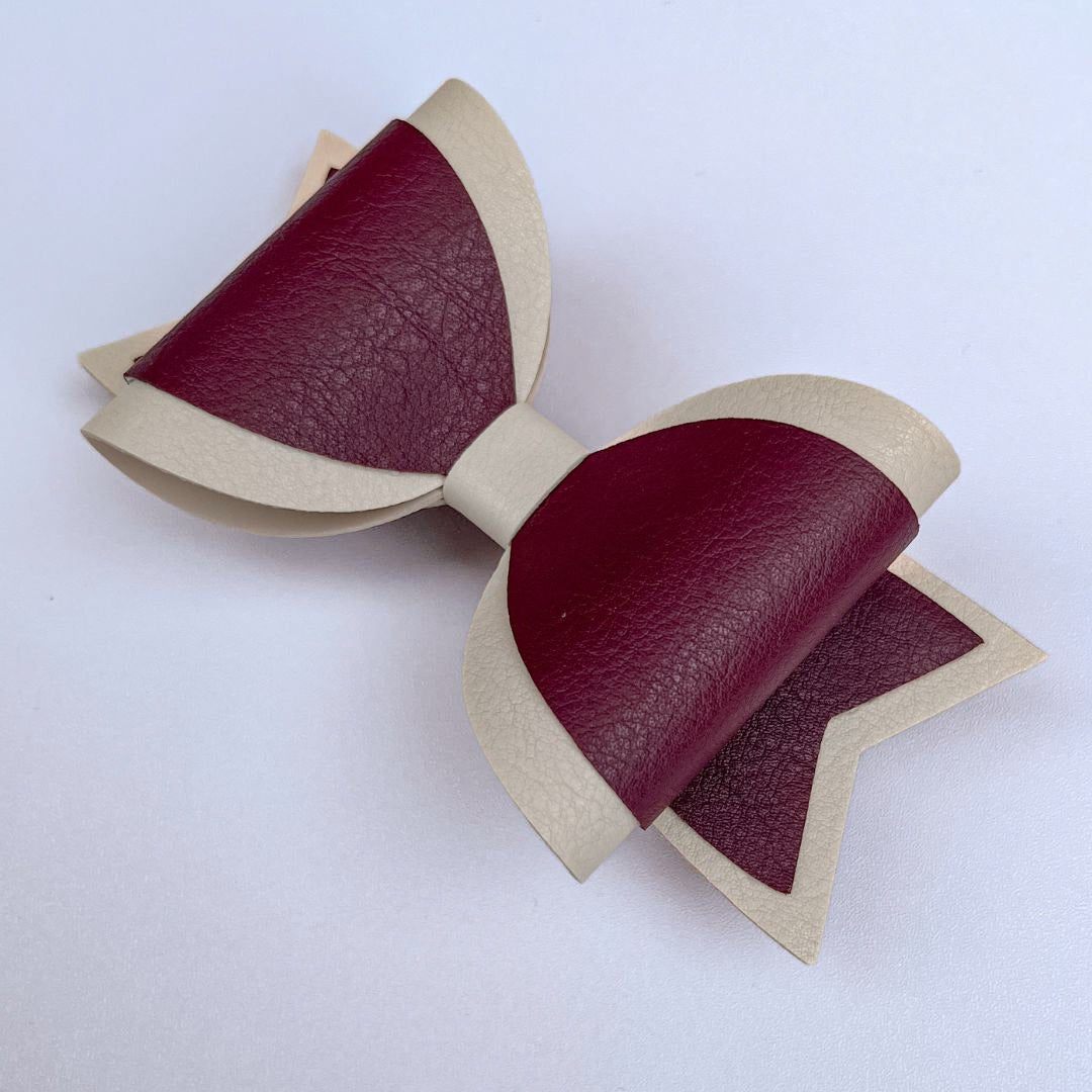 Emily Hair Bow - Cream & Burgundy Luna Rossi ScentiMelti Wax Melts