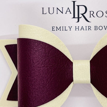 Emily Hair Bow - Cream & Burgundy Luna Rossi ScentiMelti Wax Melts