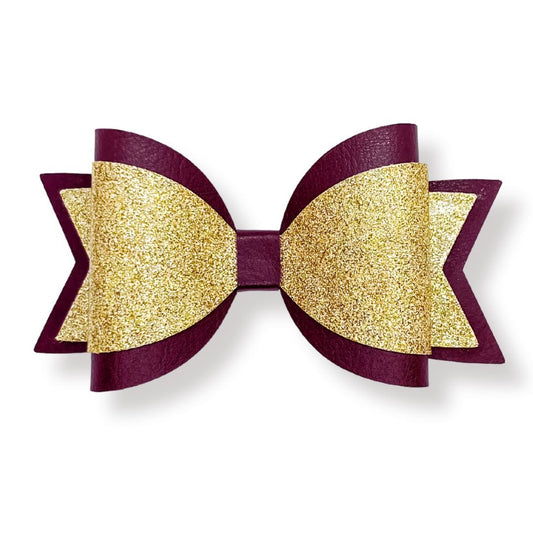 Emily Hair Bow - Gold Glitter on Burgundy Luna Rossi ScentiMelti Wax Melts