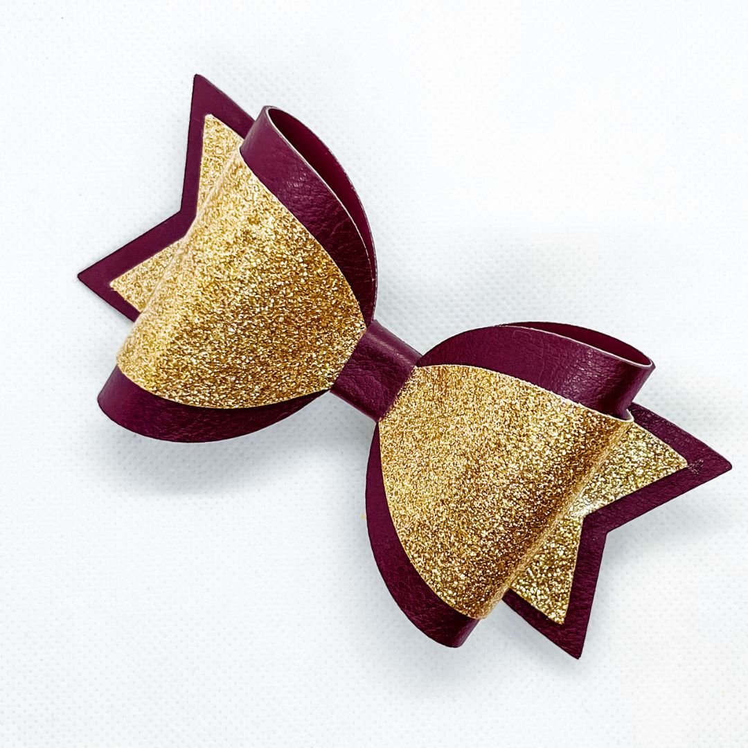 Emily Hair Bow - Gold Glitter on Burgundy Luna Rossi ScentiMelti Wax Melts