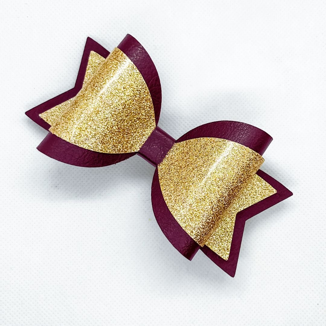 Emily Hair Bow - Gold Glitter on Burgundy Luna Rossi ScentiMelti Wax Melts