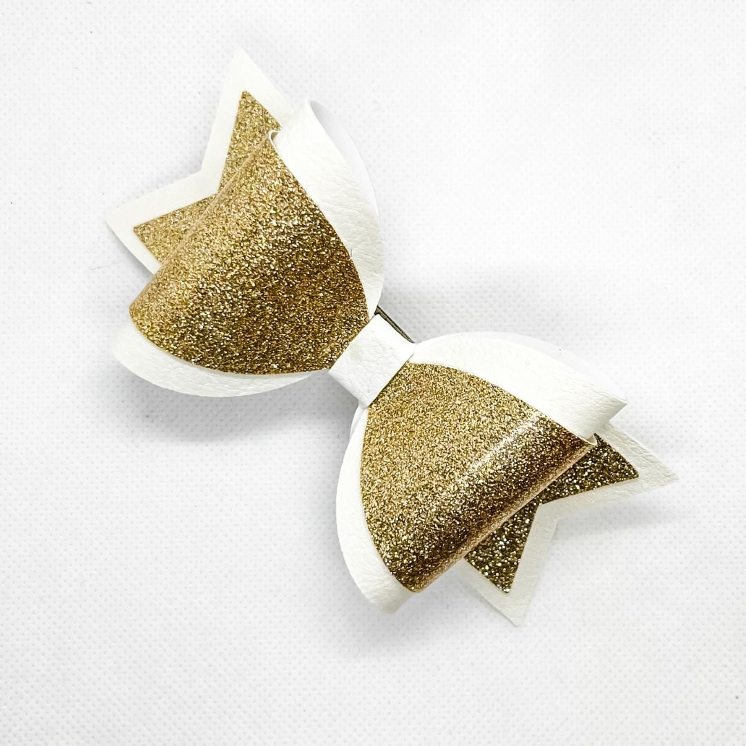 Emily Hair Bow - Gold Glitter on White Luna Rossi ScentiMelti Wax Melts