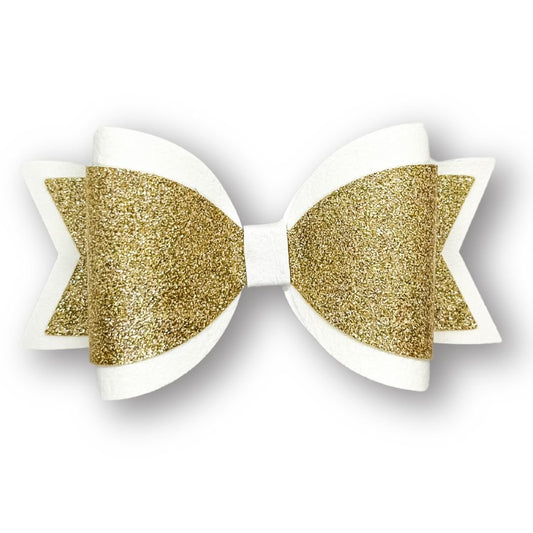 Emily Hair Bow - Gold Glitter on White Luna Rossi ScentiMelti Wax Melts