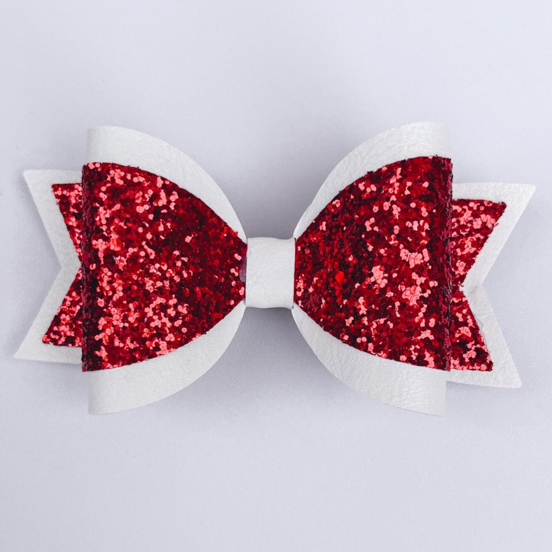 Emily Hair Bow - Red Glitter on White Luna Rossi ScentiMelti Wax Melts