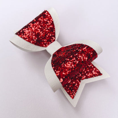 Emily Hair Bow - Red Glitter on White Luna Rossi ScentiMelti Wax Melts