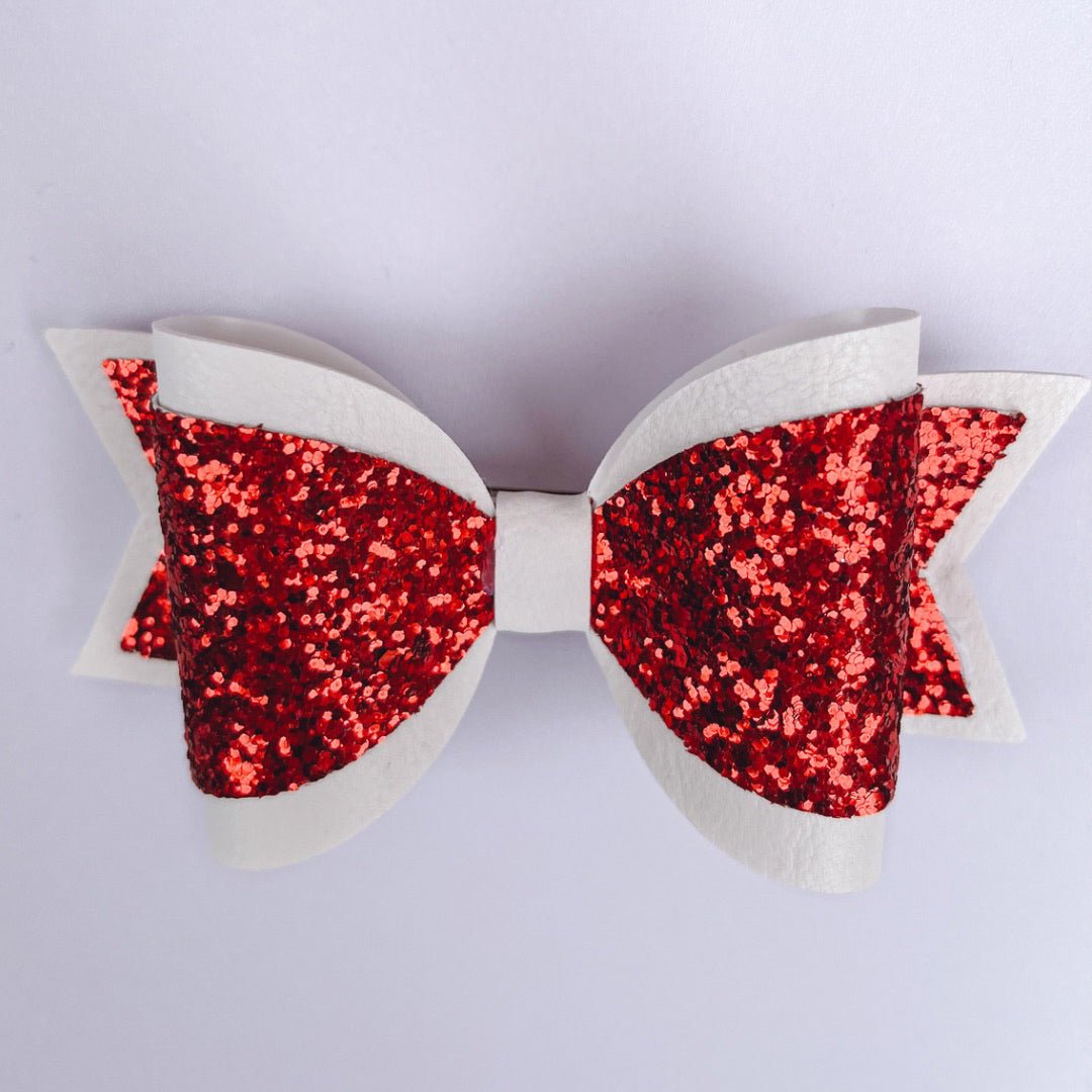 Emily Hair Bow - Red Glitter on White Luna Rossi ScentiMelti Wax Melts