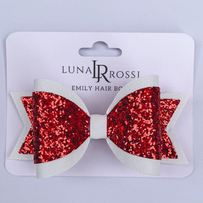 Emily Hair Bow - Red Glitter on White Luna Rossi ScentiMelti Wax Melts