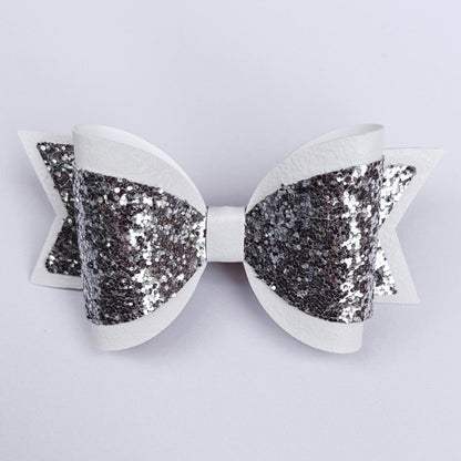 Emily Hair Bow - Silver Glitter on White Luna Rossi ScentiMelti Wax Melts