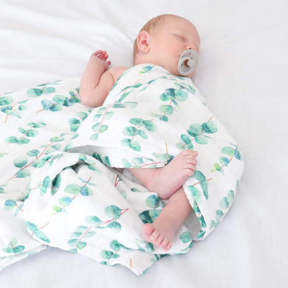 Muslin Swaddle Baby Blanket X-Large 120x120cm Eucalyptus - ScentiMelti Home Fragrance, Beauty & Gifts UK