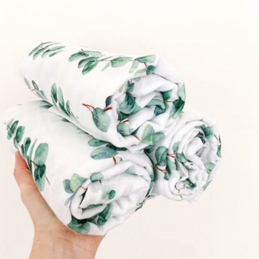 Muslin Swaddle Baby Blanket X-Large 120x120cm Eucalyptus - ScentiMelti Home Fragrance, Beauty & Gifts UK