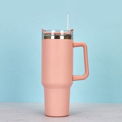 Stainless Steel Water Tumbler 40 Oz Cup Handle Straw Insulated Bottle Dupe Mug - ScentiMelti  Stainless Steel Water Tumbler 40 Oz Cup Handle Straw Insulated Bottle Dupe Mug