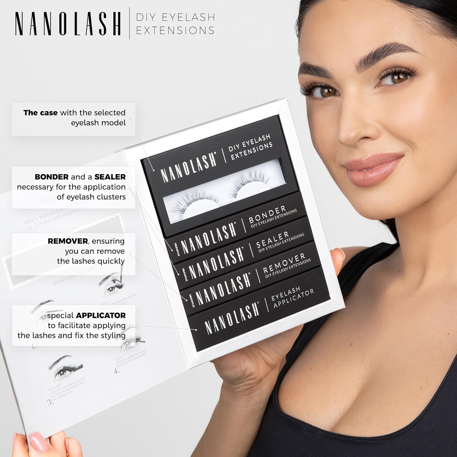 Nanolash DIY Eyelash Extensions Starter Kit - cluster lashes with bonder, sealer, remover, apllicator, home lash extensions kit (FANTASY) Beauty Goddess ScentiMelti Wax Melts