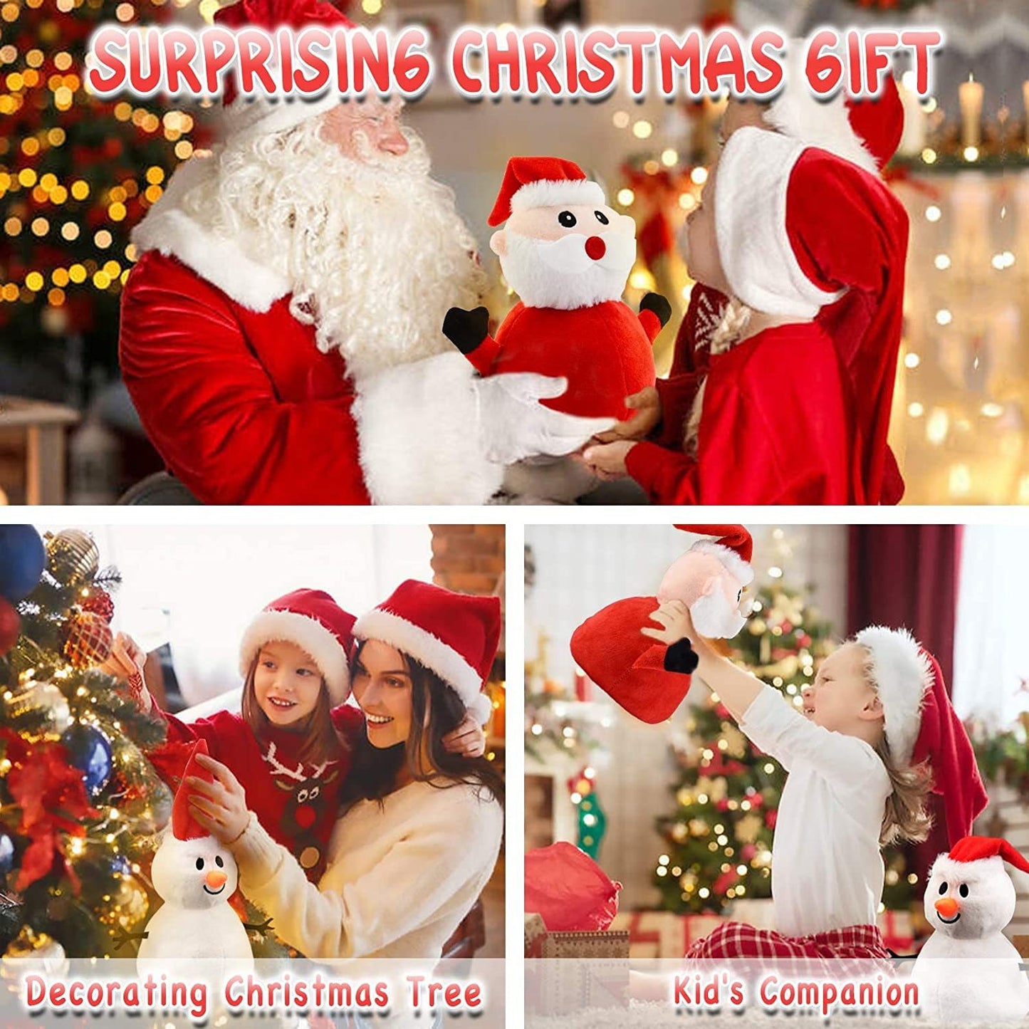 Santa Plush Snowman Plush Toy Reversible Christmas Santa Claus Double Side Stuffed Plushie Soft Doll New Year Birthday Gift for Kids Amazon Platform Banned - ScentiMelti Home Fragrance, Beauty & Gifts UK