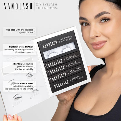 Nanolash DIY Eyelash Extensions Starter Kit - cluster lashes with bonder, sealer, remover, apllicator, home lash extensions kit (FLIRTY) Beauty Goddess ScentiMelti Wax Melts