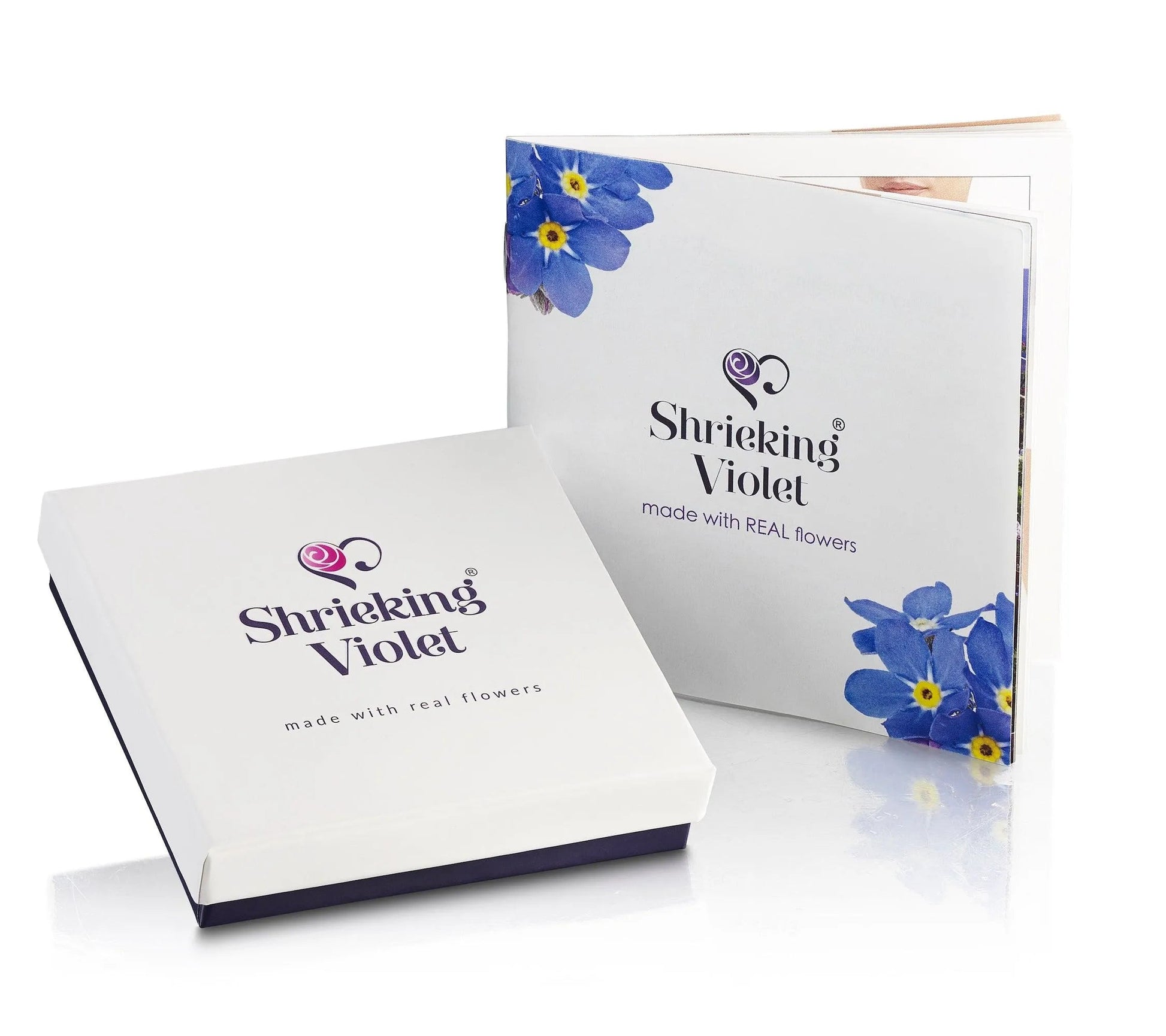 Flower earrings by  Shrieking Violet® Gold-plated sterling silver heart earrings with real flowers. Thoughtful jewellery gift for a special lady - ScentiMelti Home Fragrance, Beauty & Gifts UK