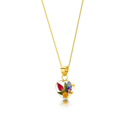 Gold-plated sterling silver small heart pendant necklace with real flowers. - ScentiMelti Home Fragrance, Beauty & Gifts UK