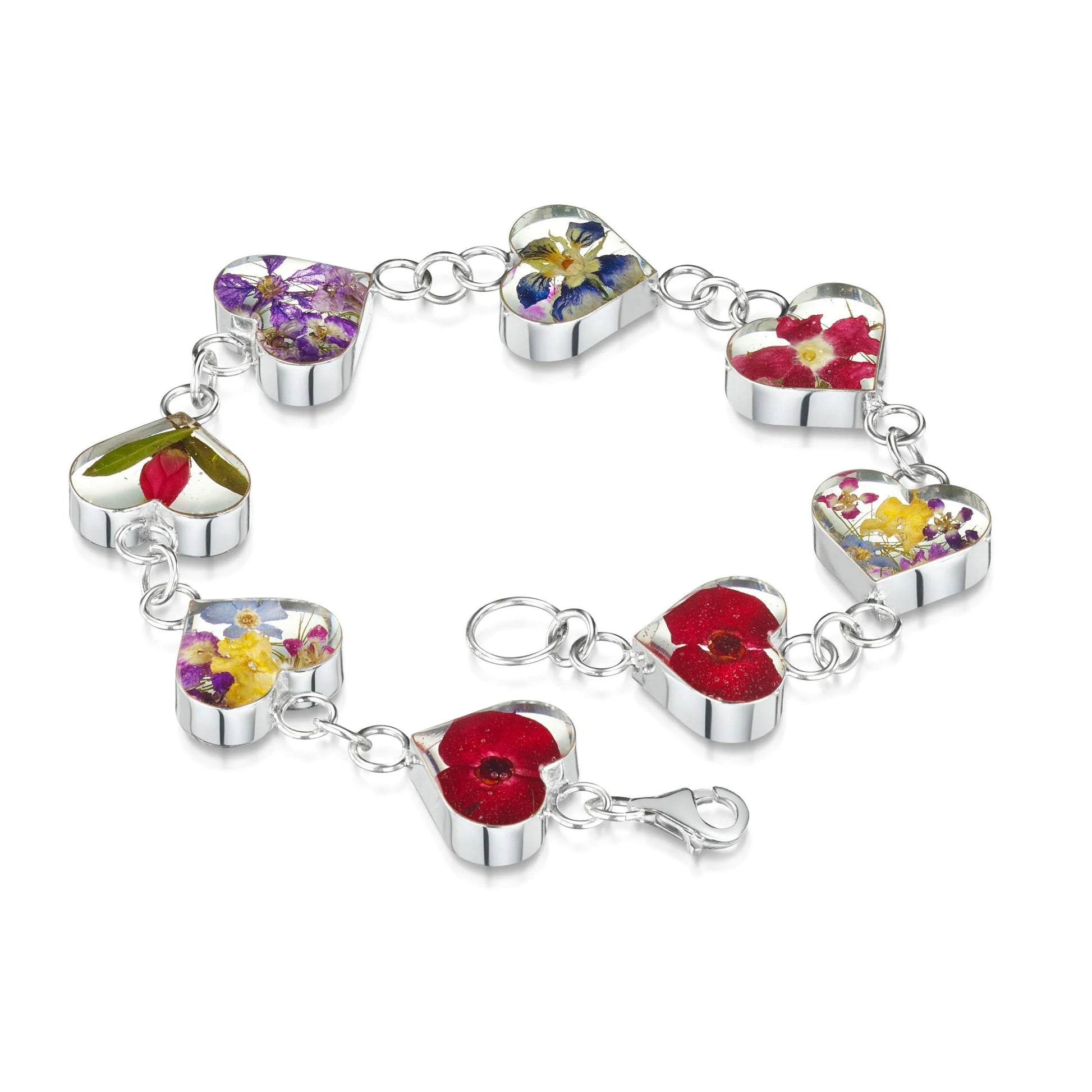 Flower jewellery by Shrieking Violet® Sterling silver heart bracelet handmade with real daisy, poppy, sunflower, rose - Ideal gift for mum or nan - ScentiMelti Home Fragrance, Beauty & Gifts UK