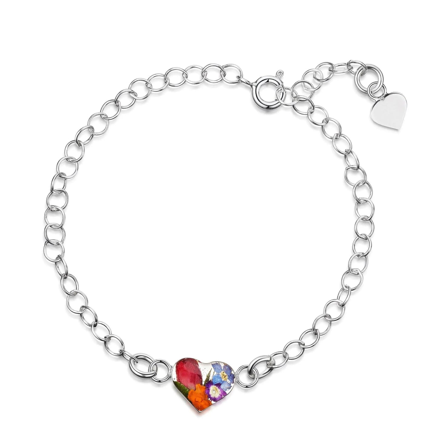 Flower jewellery by Shrieking Violet Sterling Silver link chain bracelet with real flowers - Heart - ScentiMelti Home Fragrance, Beauty & Gifts UK