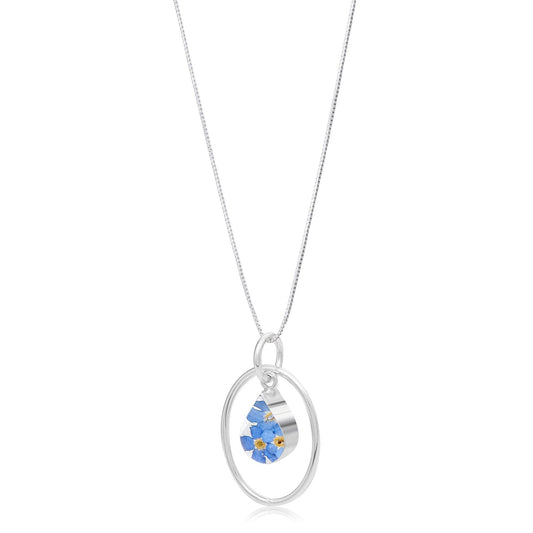 Forget-me-not necklace by Shrieking Violet® Sterling silver teardrop pendant with real forget-me-nots & silver oval surround. Ideal Mothers day gift. - ScentiMelti Home Fragrance, Beauty & Gifts UK