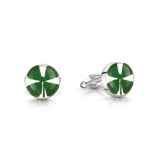 Four-leaf Clover Sterling Silver Cufflinks by Shrieking Violet® - ScentiMelti Home Fragrance, Beauty & Gifts UK