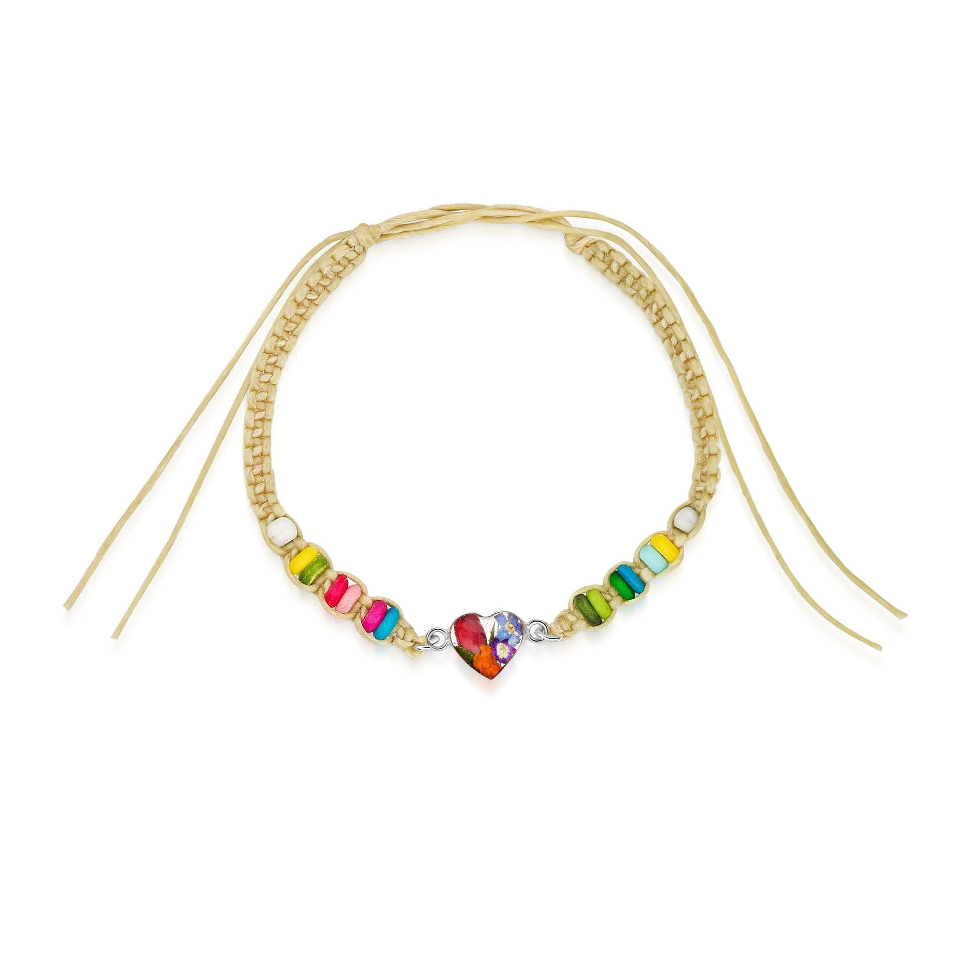 Friendship bracelet with colourful beads & a real flower charm. - ScentiMelti Home Fragrance, Beauty & Gifts UK