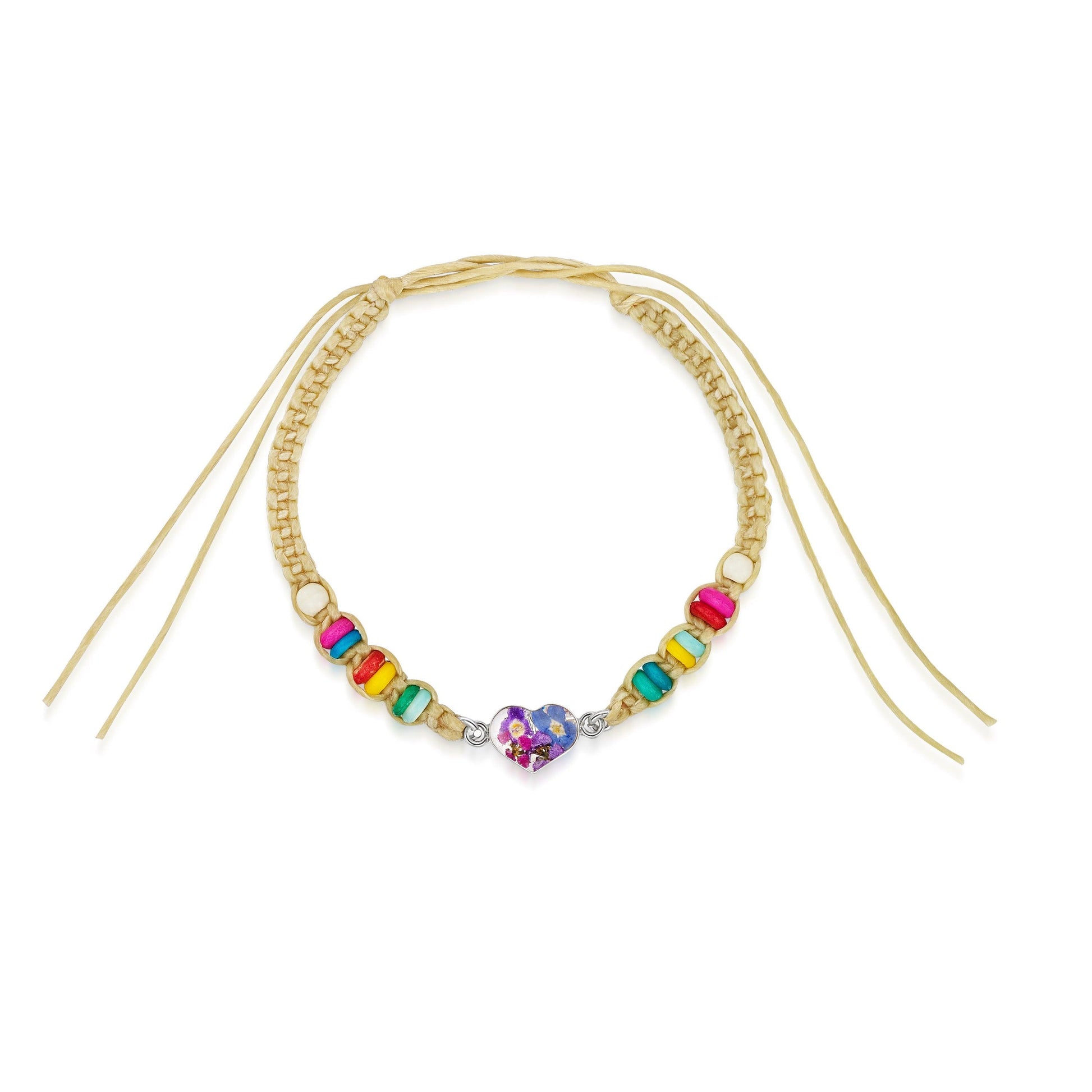 Friendship bracelet with colourful beads & a real flower charm. - ScentiMelti Home Fragrance, Beauty & Gifts UK