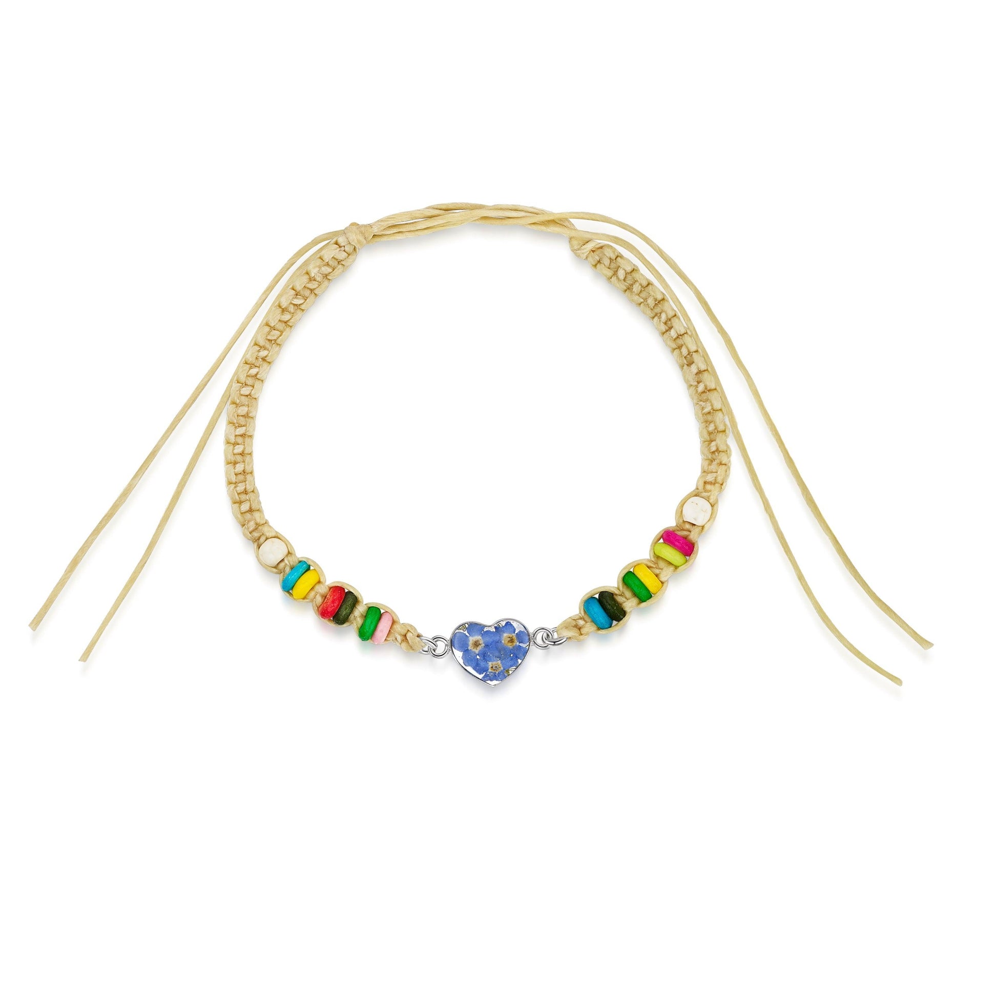 Friendship bracelet with colourful beads & a real flower charm. - ScentiMelti Home Fragrance, Beauty & Gifts UK