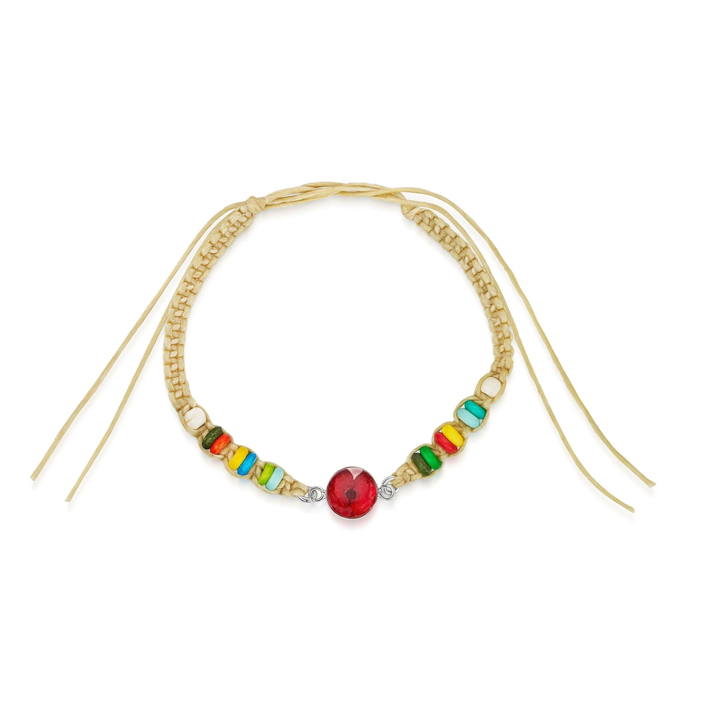 Friendship bracelet with colourful beads & a real flower charm. - ScentiMelti Home Fragrance, Beauty & Gifts UK