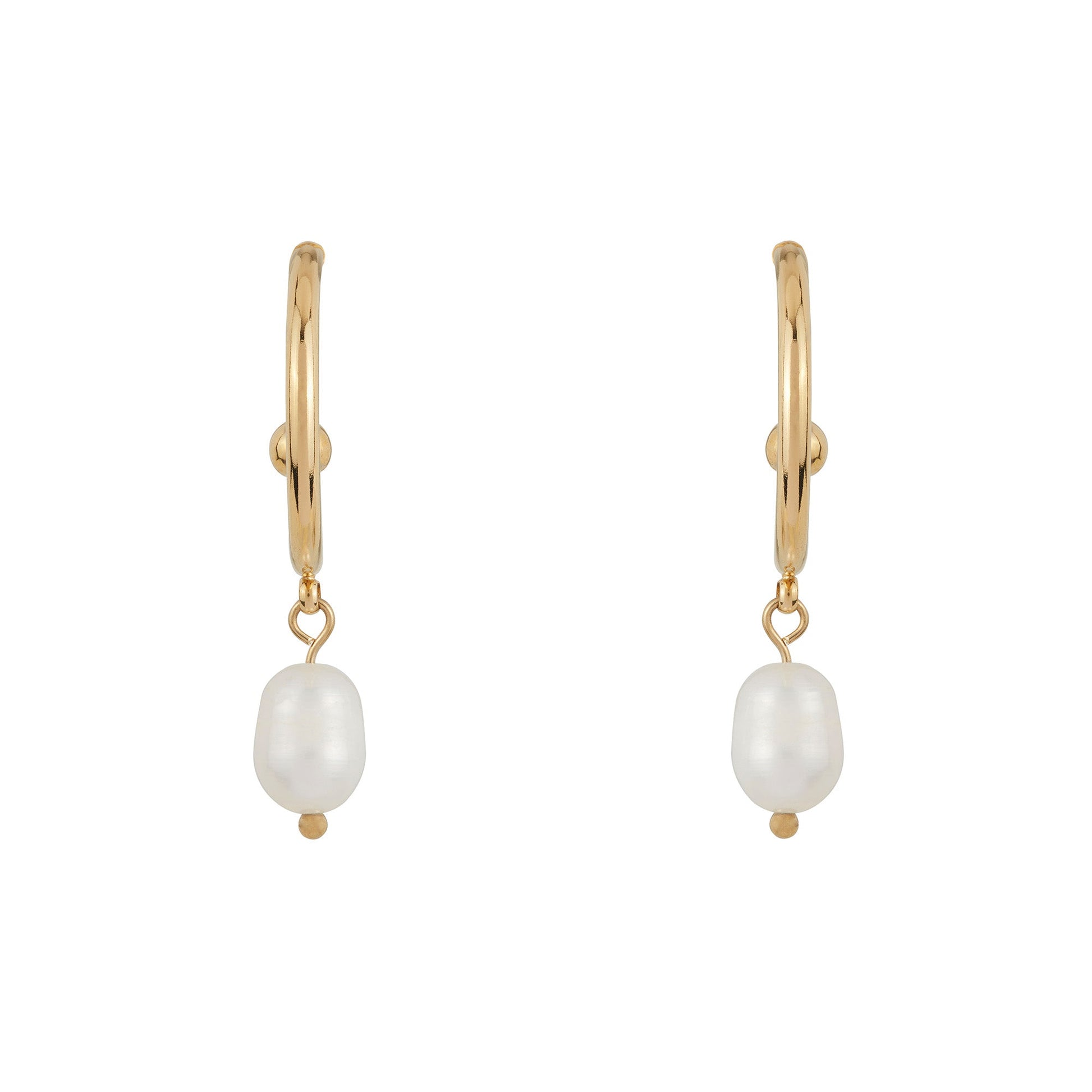 Slim Gold Pearl Hoops - ScentiMelti Home Fragrance, Beauty & Gifts UK