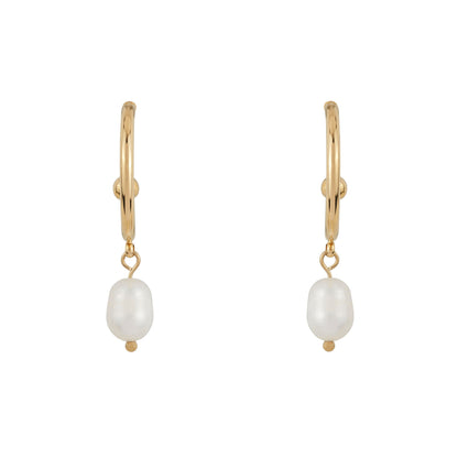 Slim Gold Pearl Hoops - ScentiMelti Home Fragrance, Beauty & Gifts UK