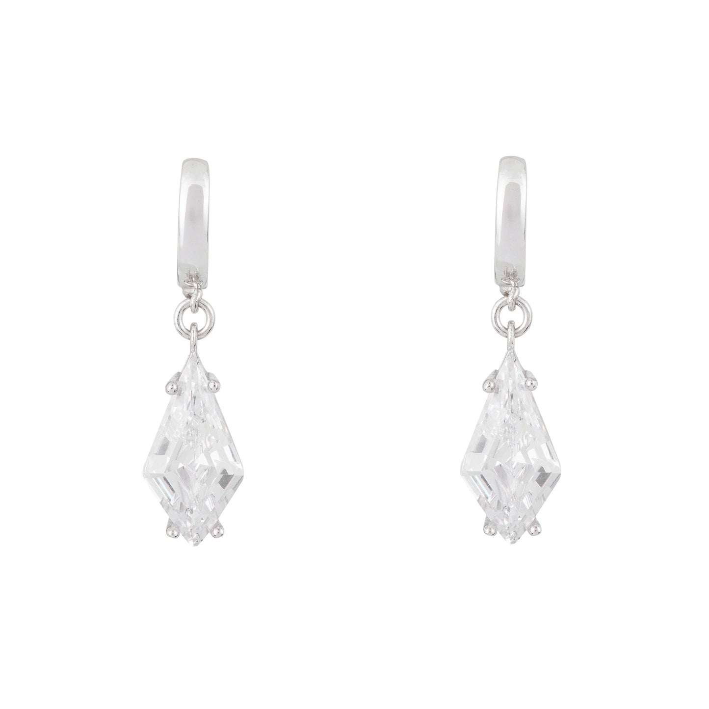 Shine Bright Rhombus Drop Earrings: Silver