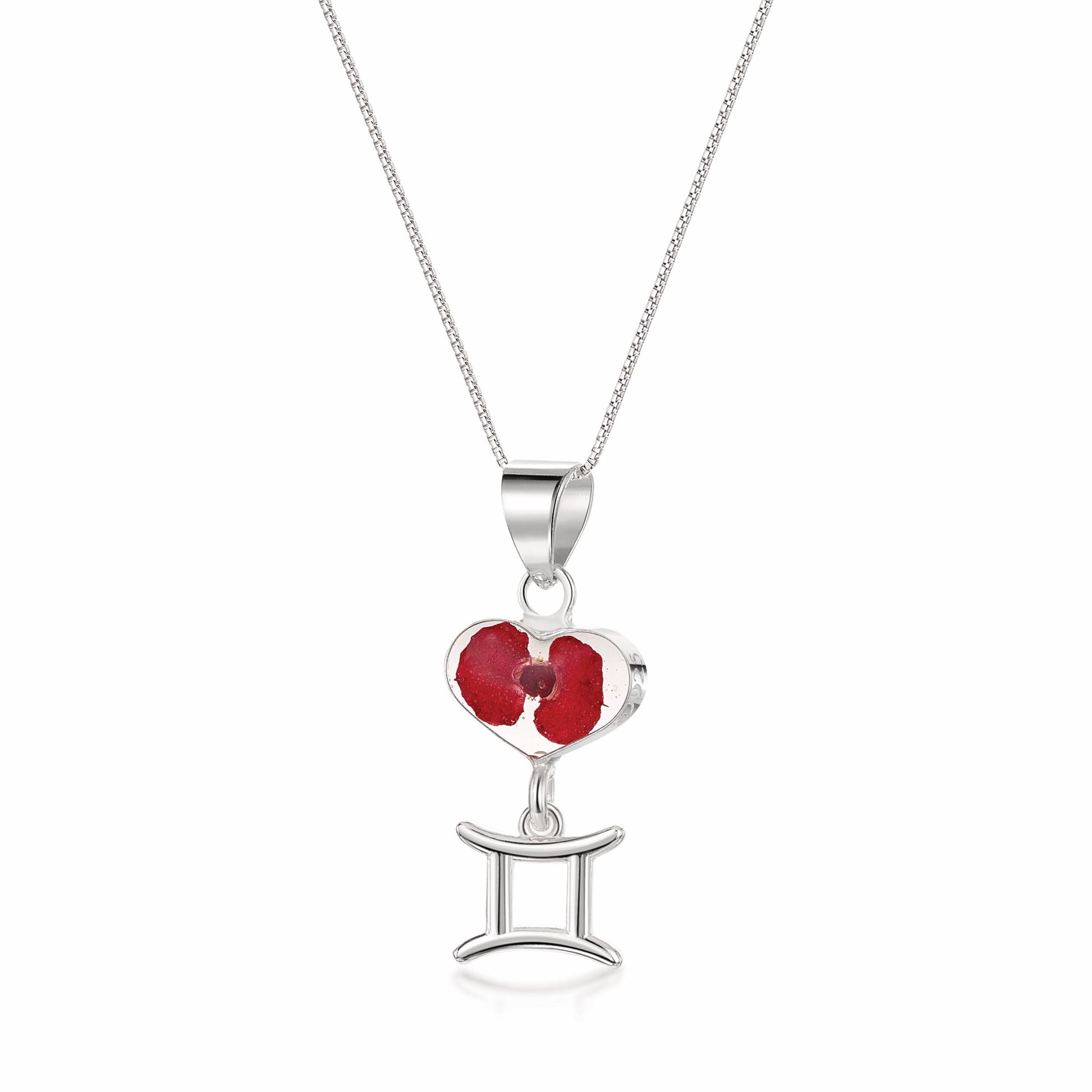 Gemini Necklace - Sterling silver pendant with real flowers & a zodiac charm.  More Options... - ScentiMelti Home Fragrance, Beauty & Gifts UK