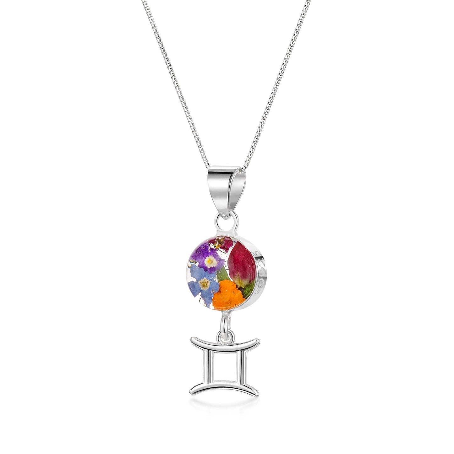 Gemini Necklace - Sterling silver pendant with real flowers & a zodiac charm.  More Options... - ScentiMelti Home Fragrance, Beauty & Gifts UK